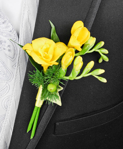 GLOWING YELLOW PROM BOUTONNIERE