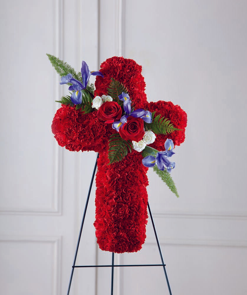 The FTD® Faithful Hero™ Floral Cross