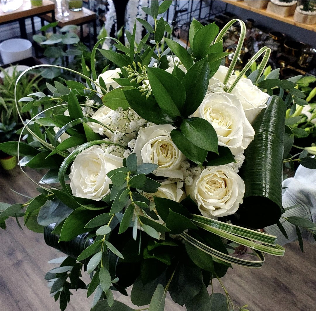 All White Garden Bridal Bouquet