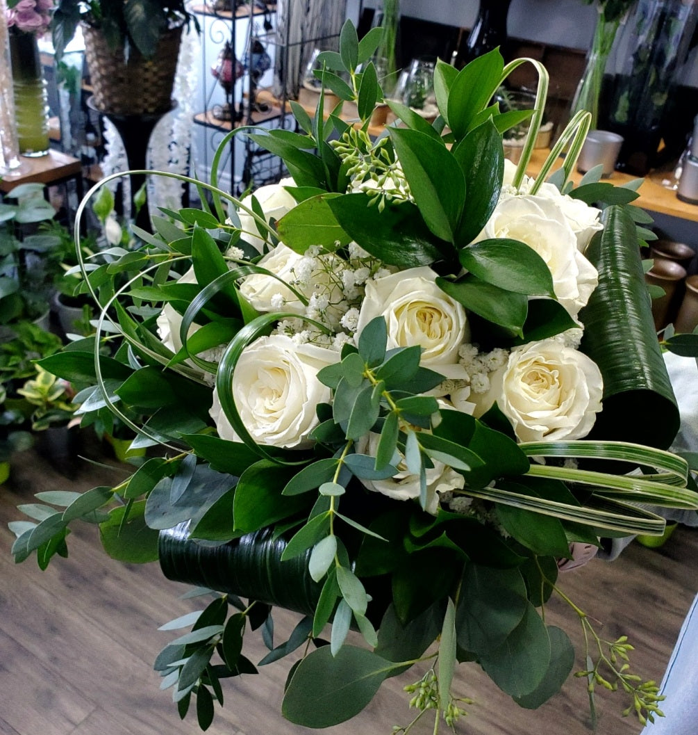 All White Garden Bridal Bouquet