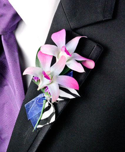 POSH PURPLE ORCHIDS PROM BOUTONNIERE