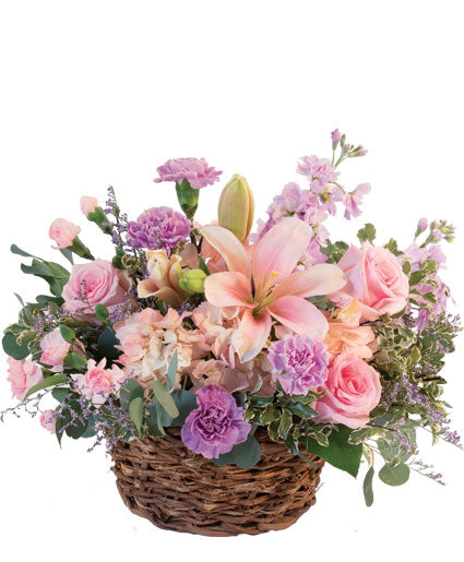 PRETTY WITH PINKS BASKET ARRANGEMENT